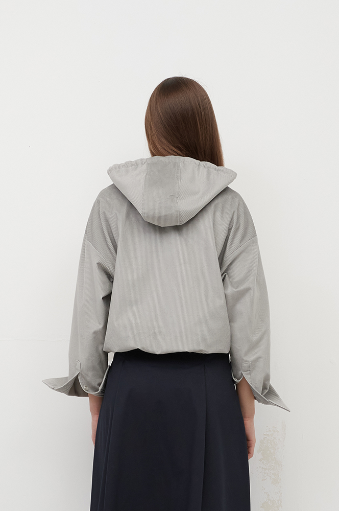 Куртка-сорочка вельвет з каптуром св.сірий (КУ 18)